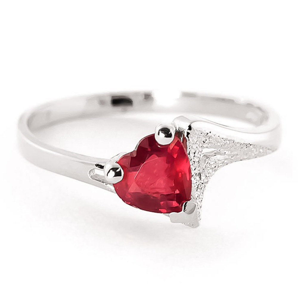 14K. SOLID GOLD RING WITH NATURAL RUBY (White Gold)